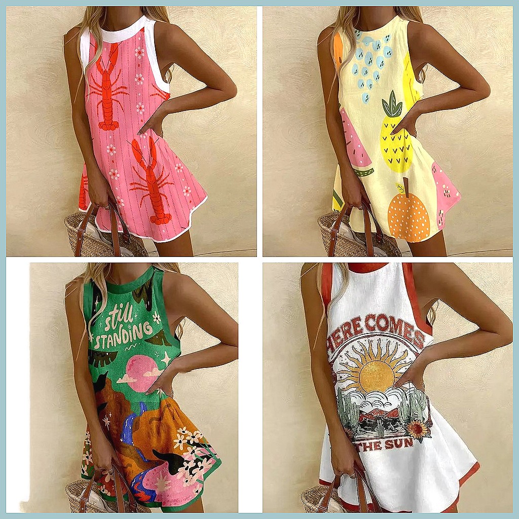 Mouwloze damesjurk met ananasp - Dresses recensie en prijs