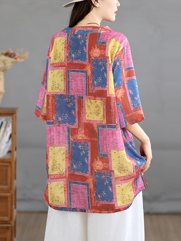 Casual linnen print top, vinta - Casual Loose Linen Shirt Dress recensie en prijs