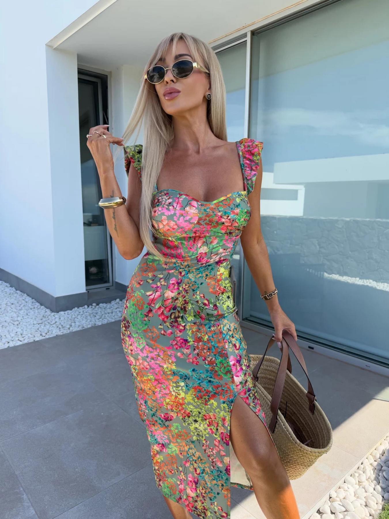 Nieuwe Europese en Amerikaanse - French Vintage Floral Midi Dress recensie en prijs