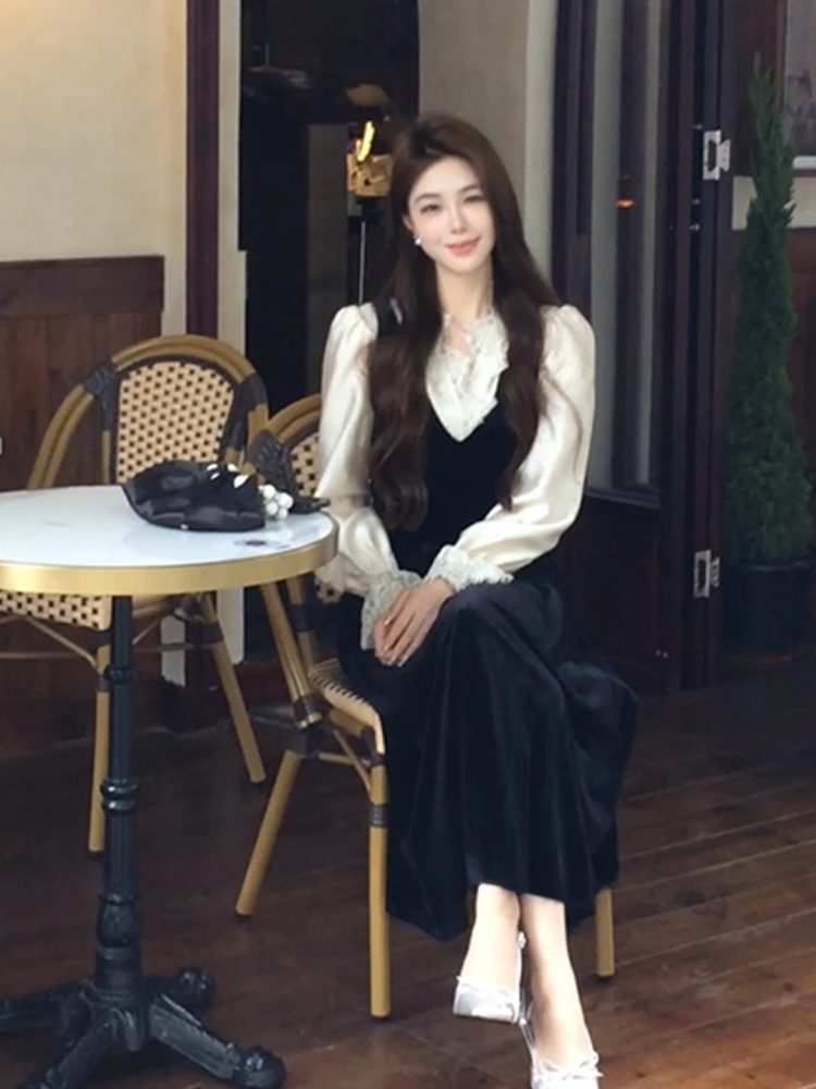 XZY Chic kanten patchwork zijd - Korean Style A Line Shirt Dress recensie en prijs