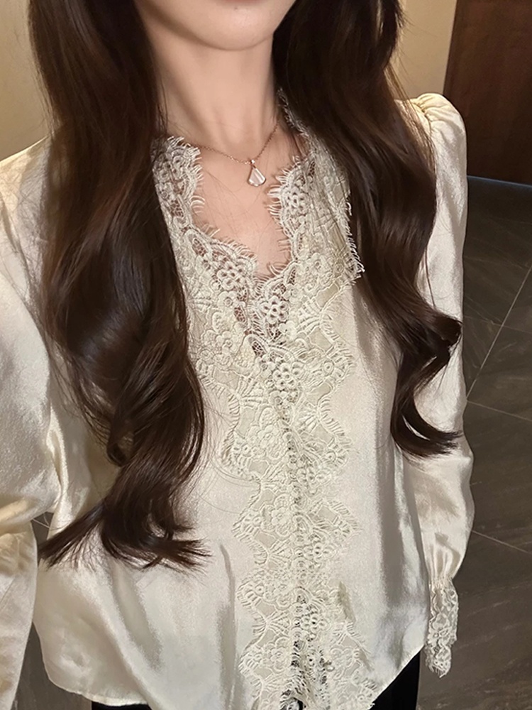 XZY Chic kanten patchwork zijd - Korean Style A Line Shirt Dress recensie en prijs