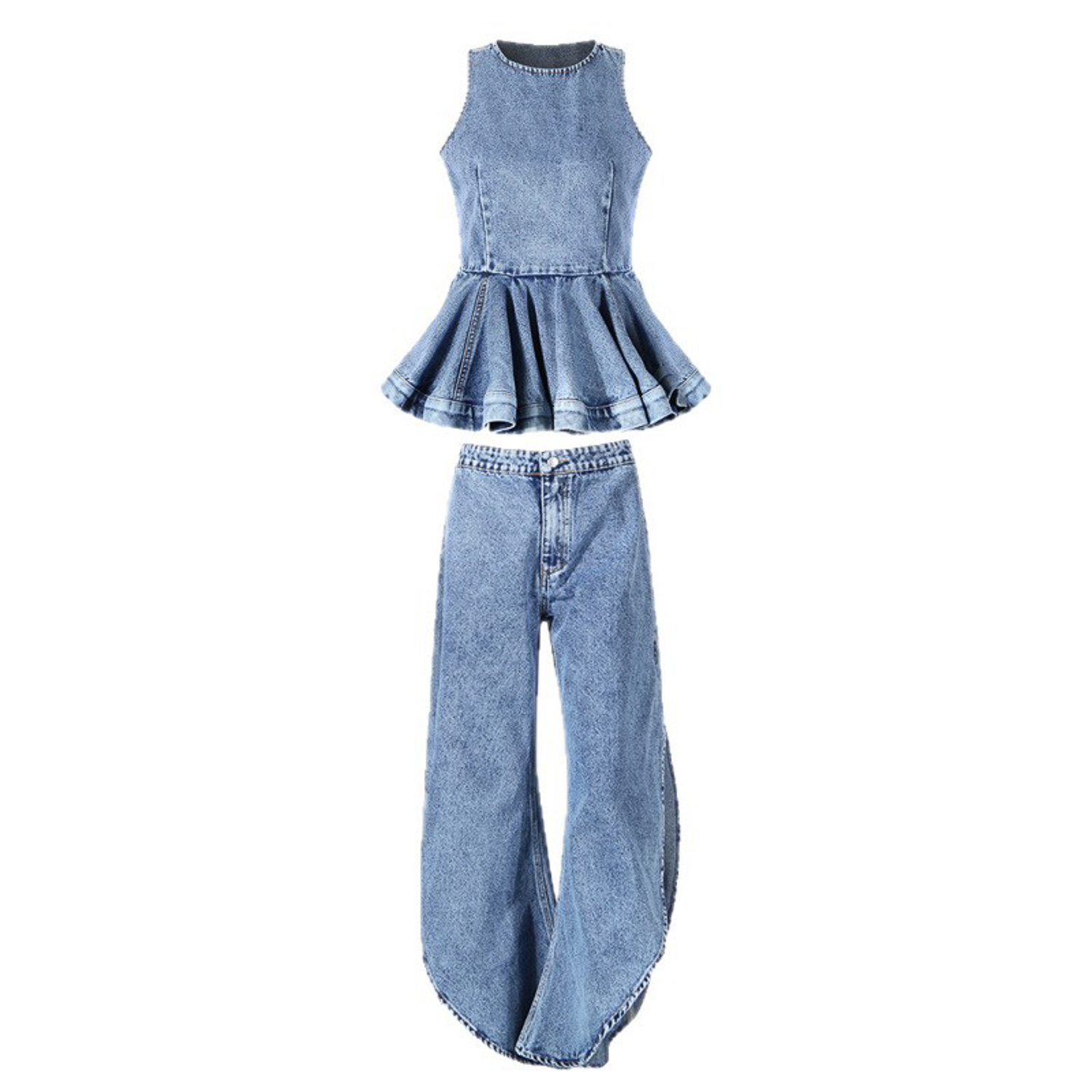 Y2K Dames Denim Tweedelig Outf - Jeans recensie en prijs