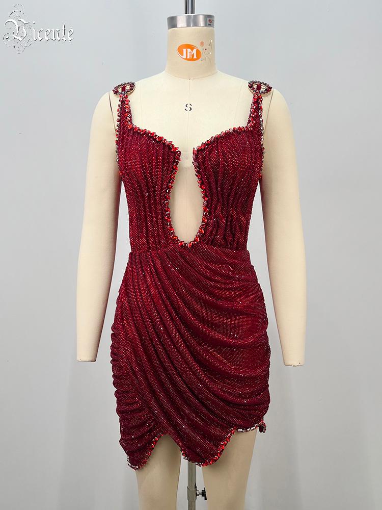 VC 2026 Sexy Rode Strass Mini  - Sparkly Rhinestone Club Party Dress recensie en prijs