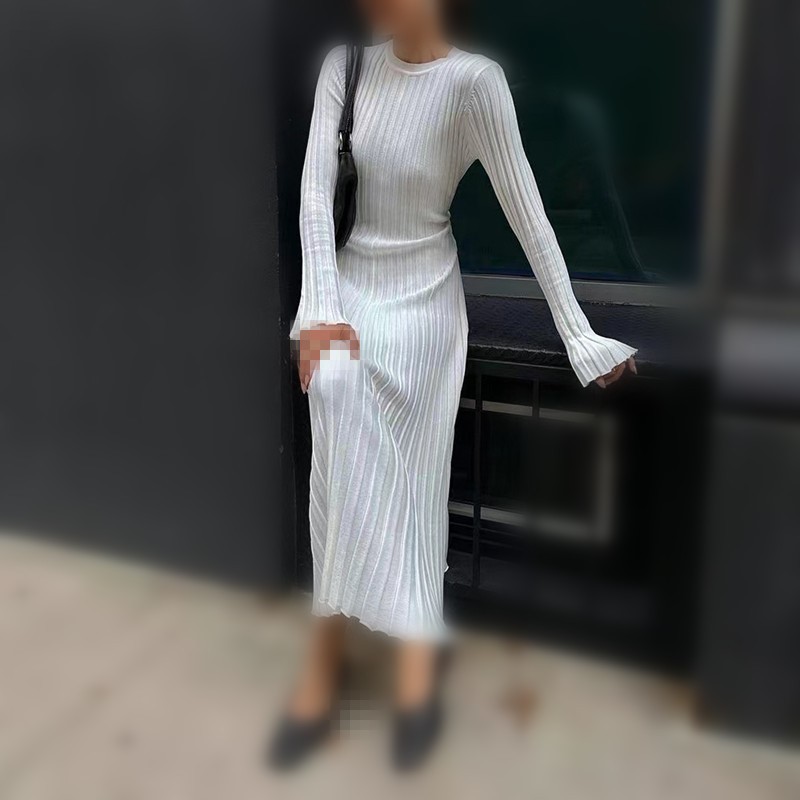Vrouw herfst v-hals gebreide r - Bodycon Long Sleeve Ribbed Dress recensie en prijs