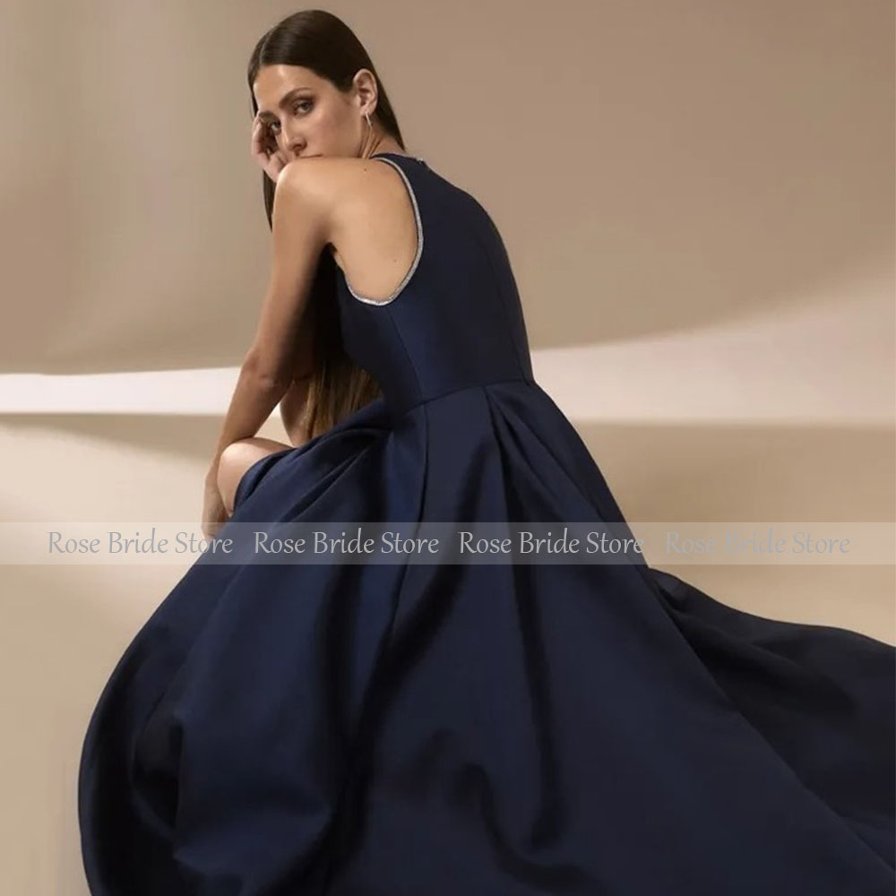 Marineblauw Satijnen Avondjurk - Elegant Satin Evening Gown Split recensie en prijs