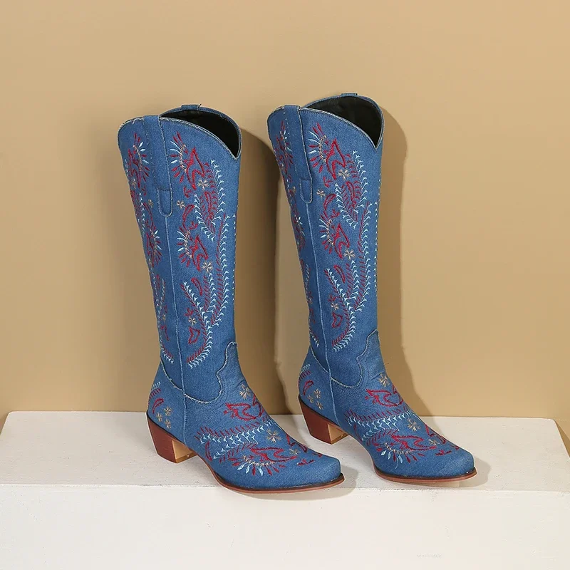 Blauwe denim westerse cowgirl  - Jeans recensie en prijs