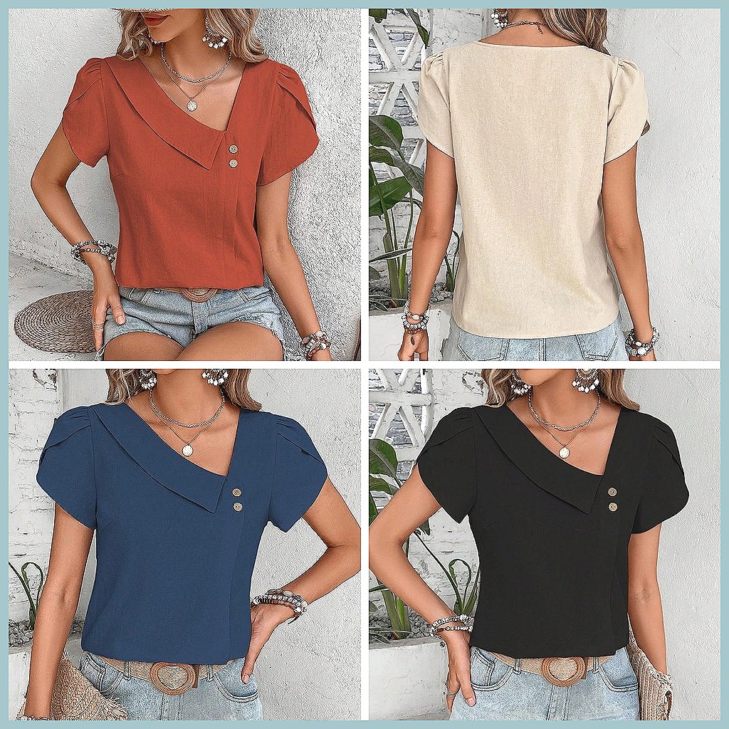 Zomerblouse 2024 in effen kleu - Blouses recensie en prijs