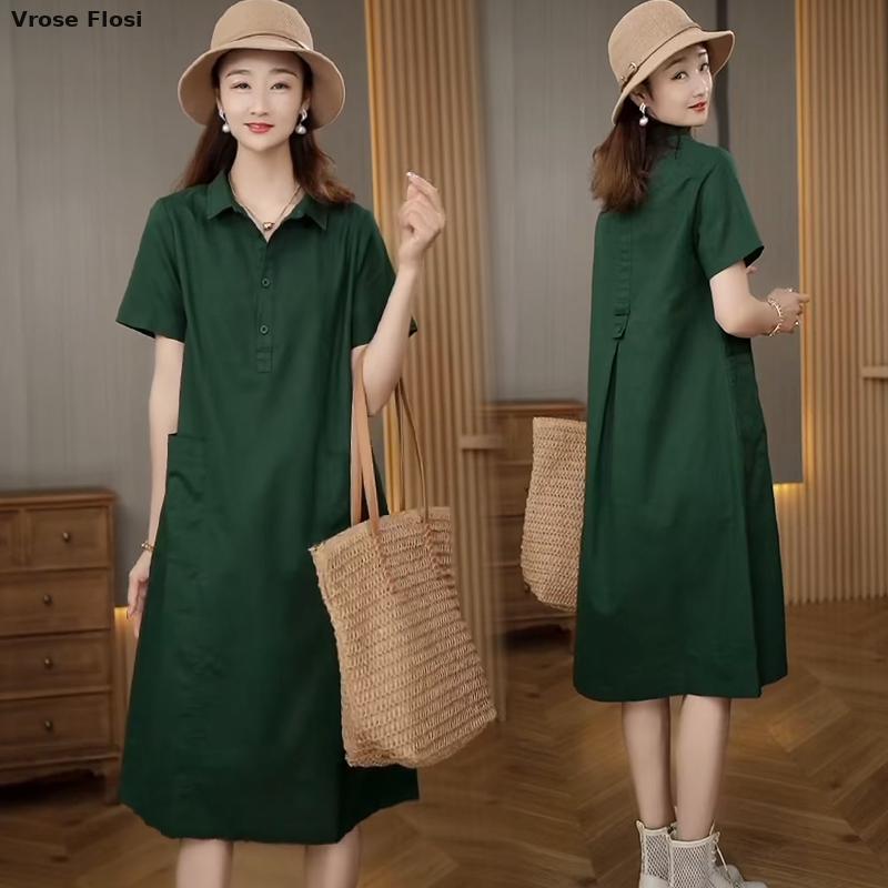 Jurk Dames Zomer 2024 Nieuwkom - Casual Loose Linen Shirt Dress recensie en prijs