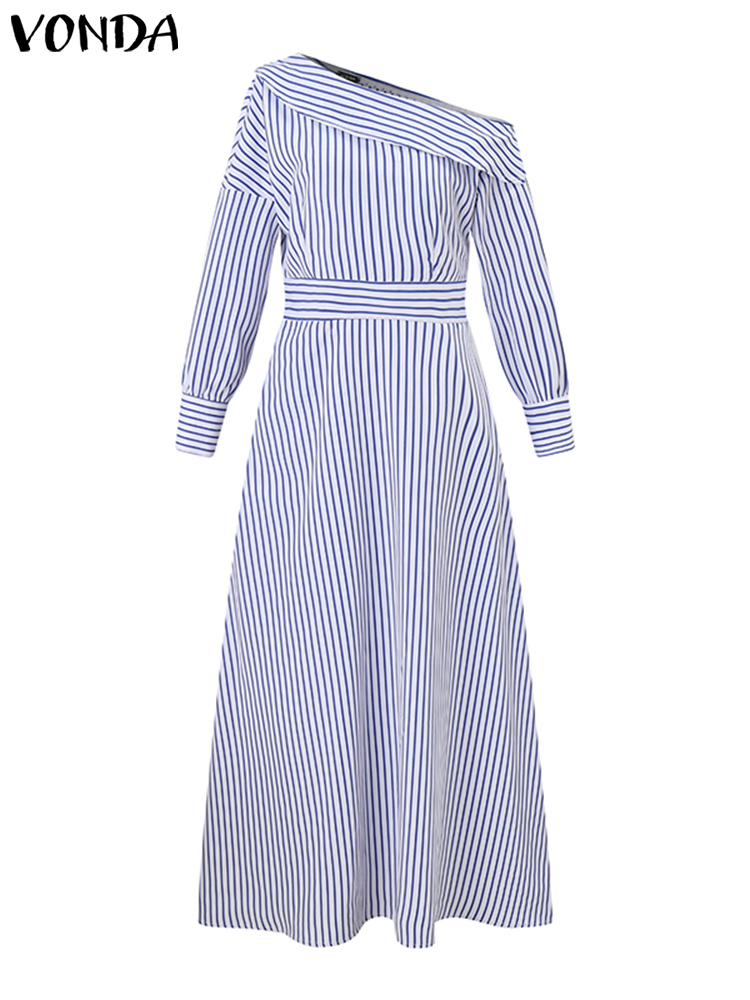 Plus Size 5XL Vonda Elegante J - Off Shoulder Puff Sleeve Sundress recensie en prijs