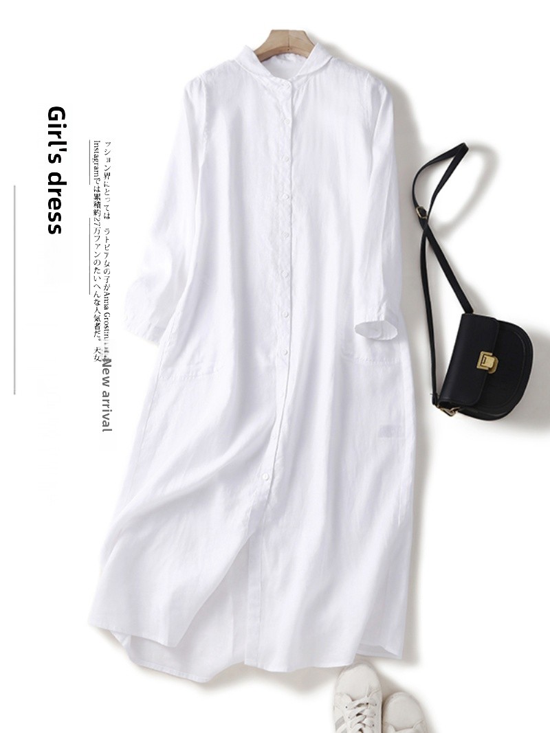 Linnen-katoenmix casual shirtj - Casual Loose Linen Shirt Dress recensie en prijs