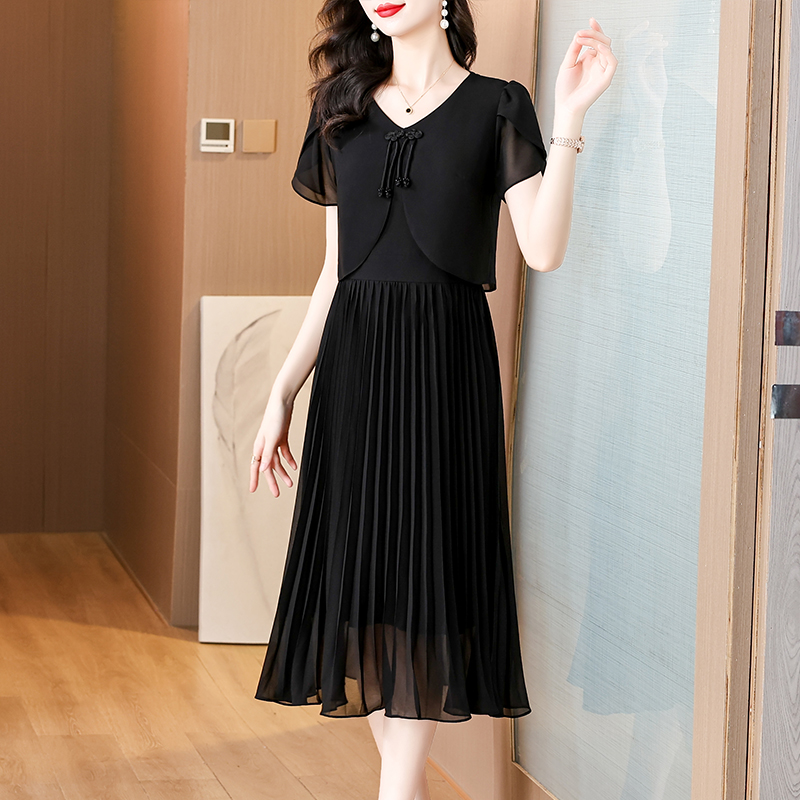 2025 Zomer Solid Chiffon Casua - French Vintage Floral Midi Dress recensie en prijs