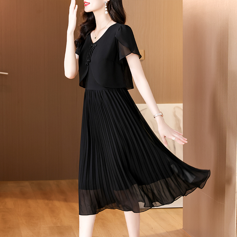 2025 Zomer Solid Chiffon Casua - French Vintage Floral Midi Dress recensie en prijs