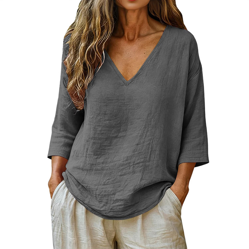 Dames V-hals T-shirts met drie - Blouses recensie en prijs